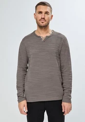 STREET ONE MEN Langarmshirt Grau/Braun/Beige/Hellgrau/Dunkelgrau/Khaki