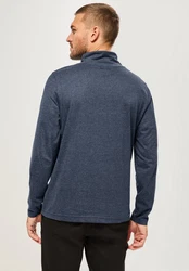 STREET ONE MEN Langarmshirt mit Tunnelzugband Kragen Dunkelblau/Hellblau/Blau/Grau