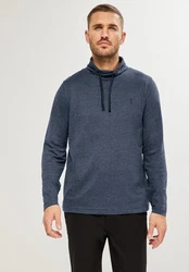 STREET ONE MEN Langarmshirt mit Tunnelzugband Kragen Dunkelblau/Hellblau/Blau/Grau