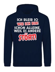 Youth Designz Kapuzenpullover Herren Hoodie  (Ich bleibe so wie ich bin) Dunkelblau/Braun/Blau/Dunkelgrau/Schwarz