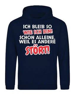 Youth Designz Kapuzenpullover Herren Hoodie  (Ich bleibe so wie ich bin) Dunkelblau/Braun/Blau/Dunkelgrau/Schwarz