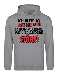 Youth Designz Kapuzenpullover Herren Hoodie  (Ich bleibe so wie ich bin) Schwarz/Braun/Grau/Silber/Dunkelgrau/Hellgrau
