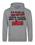 Youth Designz Kapuzenpullover Herren Hoodie  (Ich bleibe so wie ich bin) Schwarz/Braun/Grau/Silber/Dunkelgrau/Hellgrau