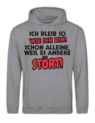 Youth Designz Kapuzenpullover Herren Hoodie  (Ich bleibe so wie ich bin) Schwarz/Braun/Grau/Silber/Dunkelgrau/Hellgrau