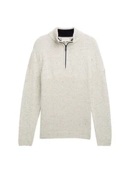 TOM TAILOR Strickpullover Troyer Grau/Beige/Khaki/Weiß