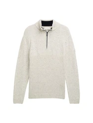 TOM TAILOR Strickpullover Troyer Grau/Beige/Khaki/Weiß