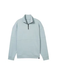 TOM TAILOR Denim Sweatshirt Troyer Grau/Hellblau/Blau