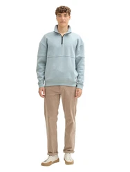 TOM TAILOR Denim Sweatshirt Troyer Grau/Hellblau/Blau