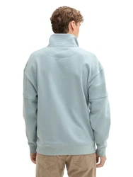 TOM TAILOR Denim Sweatshirt Troyer Grau/Hellblau/Blau