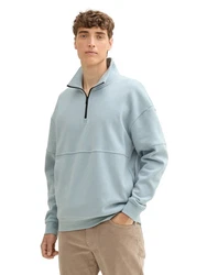 TOM TAILOR Denim Sweatshirt Troyer Grau/Hellblau/Blau