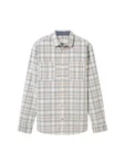 TOM TAILOR Langarmhemd T-Shirt Grau/Blau/Khaki/Weiß