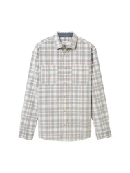 TOM TAILOR Langarmhemd T-Shirt Grau/Blau/Khaki/Weiß