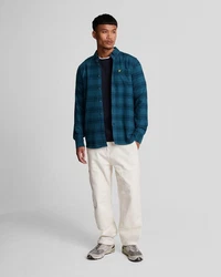 Lyle & Scott Langarmhemd Herren Dunkelblau/Hellblau/Blau