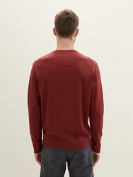 TOM TAILOR Strickpullover Basic Crewneck Knit Dunkelrot/Braun/Rot