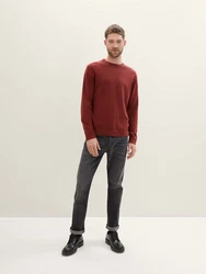 TOM TAILOR Strickpullover Basic Crewneck Knit Dunkelrot/Braun/Rot