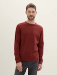 TOM TAILOR Strickpullover Basic Crewneck Knit Dunkelrot/Braun/Rot