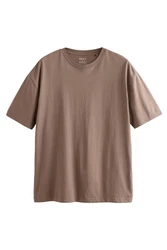 Next T-Shirt Rundhals-T-Shirt Relaxed Fit Khaki/Braun/Beige/Grau