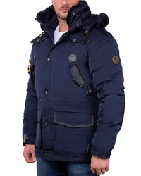 Geographical Norway Winterjacke Herren Kapuzen Jacke baacrobate Dunkelblau/Hellblau/Grau