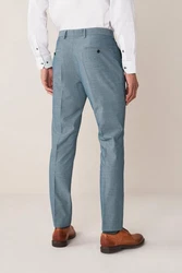 Next Stoffhose Anzug Slim Fit Hose Hellblau/Blau