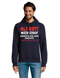 Youth Designz Kapuzenpullover Als Gott mich Schuf Dunkelblau/Mischfarben/Silber