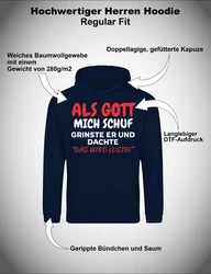 Youth Designz Kapuzenpullover Als Gott mich Schuf Dunkelblau/Mischfarben/Silber