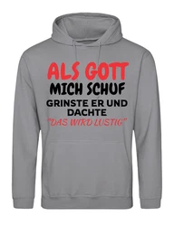 Youth Designz Kapuzenpullover Als Gott mich Schuf Dunkelgrau/Hellgrau/Grau/Silber