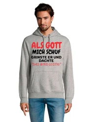 Youth Designz Kapuzenpullover Als Gott mich Schuf Dunkelgrau/Hellgrau/Grau/Silber