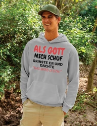 Youth Designz Kapuzenpullover Als Gott mich Schuf Dunkelgrau/Hellgrau/Grau/Silber