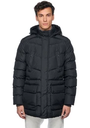Langjacke LEITAN mit Kapuze, 4 Taschen, verdeckter Reiverschluss + Drucker