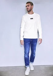 STREET ONE MEN Langarmshirt Weiß/Creme