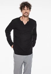 STREET ONE MEN Langarmshirt Schwarz/Dunkelgrau/Braun