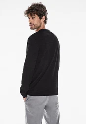 STREET ONE MEN Langarmshirt Schwarz/Dunkelgrau/Braun