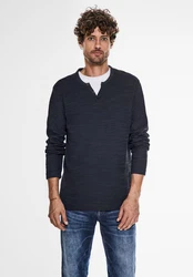 STREET ONE MEN Langarmshirt Dunkelblau/Hellblau
