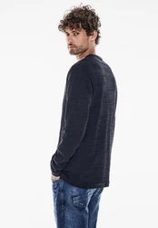 STREET ONE MEN Langarmshirt Dunkelblau/Hellblau