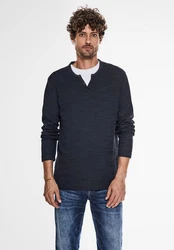 STREET ONE MEN Langarmshirt Dunkelblau/Hellblau