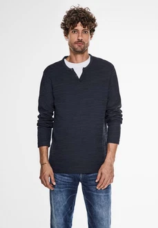 STREET ONE MEN Langarmshirt Dunkelblau/Hellblau STREET ONE MEN Langarmshirt Dunkelblau/Hellblau