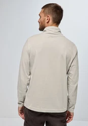 STREET ONE MEN Langarmshirt mit Tunnelzugband Kragen Khaki/Beige/Braun/Grau