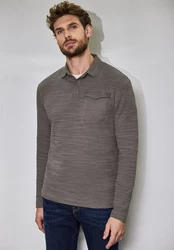 STREET ONE MEN Langarmshirt mit Brusttasche Hellgrau/Grau/Beige/Braun/Rosa