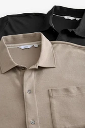 Next Kurzarmhemd Beige/Khaki/Dunkelblau