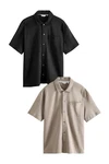 Next Kurzarmhemd Beige/Khaki/Dunkelblau