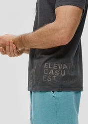 s.Oliver Kurzarmshirt T-Shirt mit Label-Print Dunkelgrau/Grau