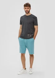 s.Oliver Kurzarmshirt T-Shirt mit Label-Print Dunkelgrau/Grau