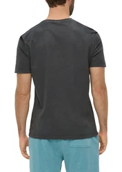 s.Oliver Kurzarmshirt T-Shirt mit Label-Print Dunkelgrau/Grau