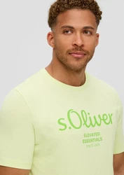 s.Oliver Kurzarmshirt T-Shirt mit Logo-Print Artwork Hellgrün/Grün/Neonfarben/Gelb/Dunkelrot