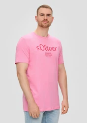 s.Oliver Kurzarmshirt T-Shirt mit Logo-Print Artwork Rosa