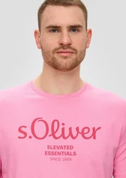 s.Oliver Kurzarmshirt T-Shirt mit Logo-Print Artwork Rosa