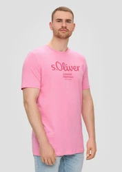 s.Oliver Kurzarmshirt T-Shirt mit Logo-Print Artwork Rosa