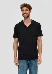 s.Oliver Kurzarmshirt Basic-T-Shirt im 2er-Pack Schwarz