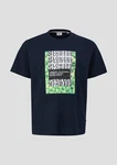 s.Oliver Kurzarmshirt Jerseyshirt mit Artwork Dunkelblau/Blau/Türkis