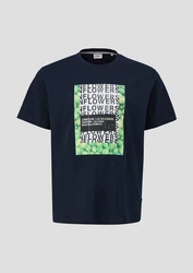 s.Oliver Kurzarmshirt Jerseyshirt mit Artwork Dunkelblau/Blau/Türkis
